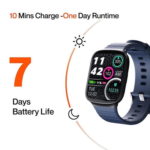 Ambrane Edge Smartwatch with 500 Nits Brightness Full-Touch LucidDisplay Real-Time Health Monitoring, SpO2, Heart Rate, Stress Tracking, Multiple Sports Modes & 7-Day Battery (Steel Blue) Marketplaces